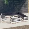 vidaXL Salon de jardin 14 pcs avec coussins blanc bois de pin solide