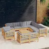 vidaXL Salon de jardin 12 pcs avec coussins gris Bois de pin solide
