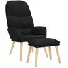 vidaXL Chaise de relaxation avec tabouret Noir Tissu