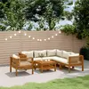 vidaXL Salon de jardin 7 pcs avec coussin crème Bois d'acacia solide