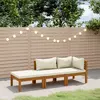 vidaXL Salon de jardin 3 pcs avec coussin crème Bois d'acacia solide
