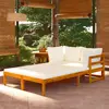 vidaXL Chaises longues avec coussins blanc crème 2 pcs Acacia solide