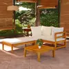vidaXL Salon de jardin 3 pcs avec coussins blanc crème Bois d'acacia