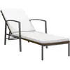 vidaXL Chaise longue de jardin avec coussin résine tressée marron