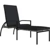 vidaXL Chaise longue avec repose-pied Résine tressée Gris