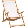vidaXL Chaise de plage pliable Bois de teck solide Crème