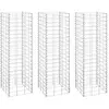 vidaXL Lits surélevés en gabion 3 pcs 30x30x100 cm Fer