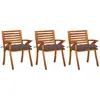 vidaXL Chaises à dîner de jardin avec coussins 3 pcs Acacia massif