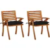vidaXL Chaises à dîner de jardin avec coussins 3 pcs Acacia massif