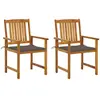 vidaXL Chaises de jardin avec coussins 2 pcs Bois d'acacia massif