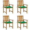 vidaXL Chaises de jardin avec coussins 4 pcs Bois d'acacia massif