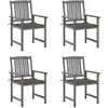 vidaXL Chaises de jardin avec coussins 4 pcs Gris Bois d'acacia massif
