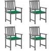 vidaXL Chaises de jardin avec coussins 4 pcs Gris Bois d'acacia massif