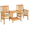 vidaXL Chaises de jardin avec table à thé et coussins Acacia solide