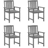 vidaXL Chaises de jardin avec coussins 4 pcs Gris Bois d'acacia massif