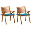 vidaXL Chaises à dîner de jardin avec coussins 3 pcs Acacia massif