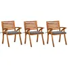 vidaXL Chaises à dîner de jardin avec coussins 3 pcs Acacia massif