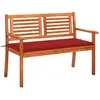 vidaXL Banc de jardin 2 places avec coussin 120 cm Bois d'eucalyptus