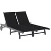 vidaXL Chaise longue de jardin 2 places avec coussin Gris Acacia