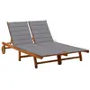 vidaXL Chaise longue de jardin 2 places avec coussins Acacia solide