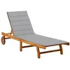 vidaXL Chaise longue de jardin avec coussin Bois d'acacia solide