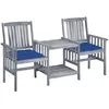 vidaXL Chaises de jardin avec table à thé et coussins Acacia solide