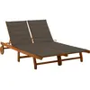 vidaXL Chaise longue de jardin 2 places avec coussins Acacia solide