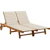 vidaXL Chaise longue de jardin 2 places avec coussins Acacia solide