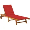 vidaXL Chaise longue de jardin avec coussin Bois d'acacia solide
