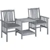 vidaXL Chaises de jardin avec table à thé et coussins Acacia solide