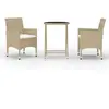 vidaXL Ensemble de bistro 5 pcs Résine tressée et verre trempé Beige