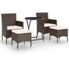 vidaXL Ensemble de bistro 5 pcs Résine tressée et verre trempé Marron