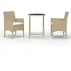 vidaXL Ensemble de bistro 3 pcs Résine tressée et verre trempé Beige