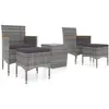 vidaXL Ensemble de bistro 3 pcs Résine tressée et verre trempé Gris