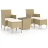vidaXL Ensemble de bistro 5 pcs Résine tressée et verre trempé Beige