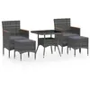 vidaXL Ensemble à Manger jardin 5 pcs résine tressée verre trempé Gris
