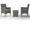 vidaXL Ensemble de bistro 3 pcs Résine tressée et verre trempé Gris