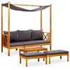 vidaXL Banc de jardin avec table et repose-pieds Bois d'acacia solide