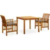 vidaXL Mobilier à dîner de jardin 3 pcs et coussins Acacia solide
