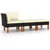 vidaXL Salon de jardin 3pcs Résine tressée et bois d'eucalyptus massif