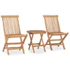 vidaXL Mobilier à dîner d'extérieur pliable 3 pcs Bois solide de teck