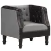 vidaXL Fauteuil Noir Cuir véritable et bois de manguier massif