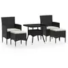 vidaXL Meubles dîner jardin 5 pcs Résine tressée et verre trempé Noir