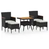vidaXL Ensemble à dîner de jardin 5 pcs Résine tressée et acacia Noir