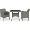 vidaXL Ensemble à dîner de jardin 3 pcs Gris Résine tressée et acacia