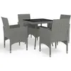 vidaXL Ensemble à dîner de jardin 5 pcs Gris Résine tressée et verre