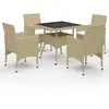 vidaXL Ensemble à dîner de jardin 5 pcs Résine tressée et verre Beige