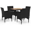 vidaXL Ensemble à dîner de jardin 5 pcs Noir Résine tressée et acacia