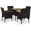 vidaXL Ensemble à dîner de jardin 5 pcs Noir Résine tressée et acacia