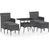vidaXL Ensemble à Manger jardin 5 pcs résine tressée verre trempé Gris